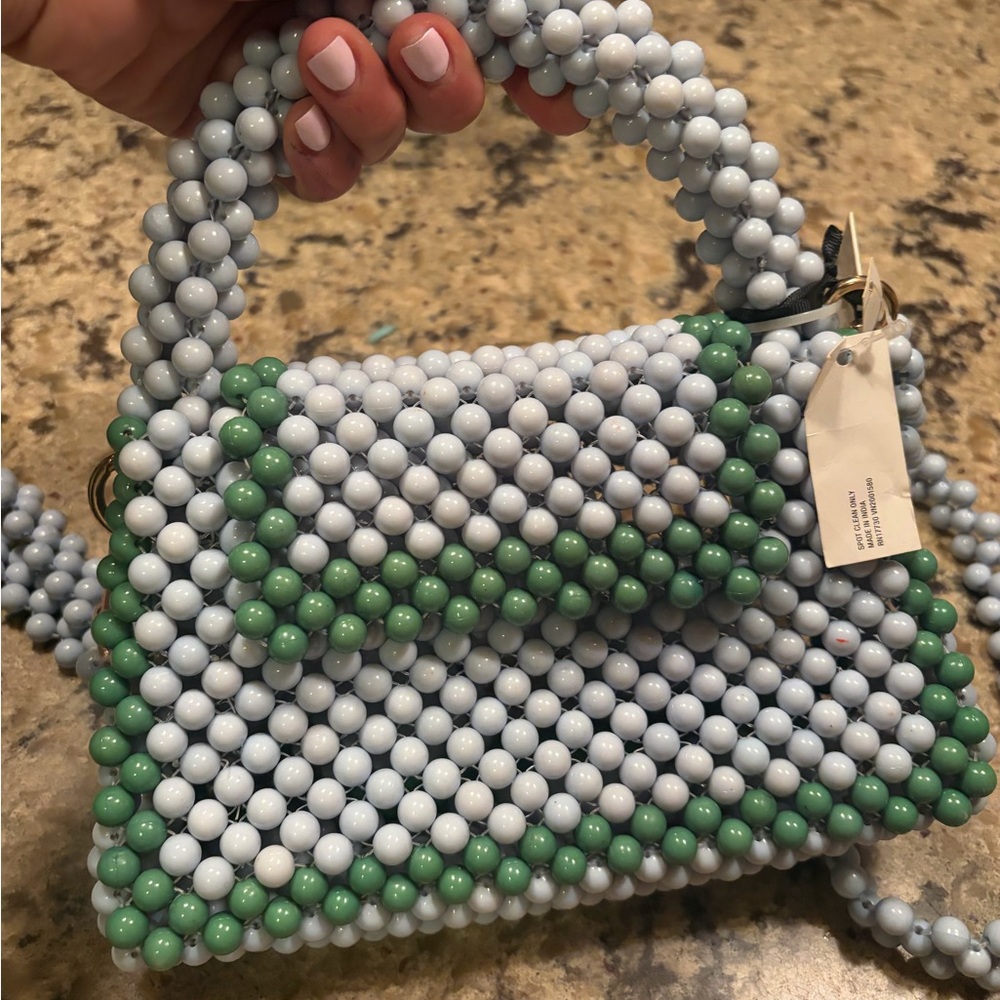 kate spade Beaded Mini Top-Handle Bag in Light Blue and Green